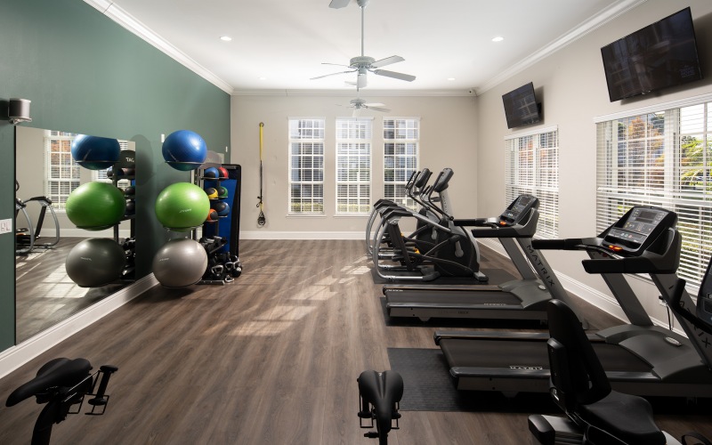fitness center with ample equipment